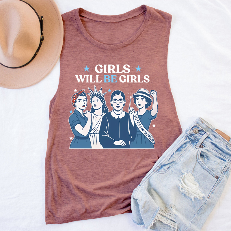 Girls Will Be Girls 4th Of July Teacher Tank Top