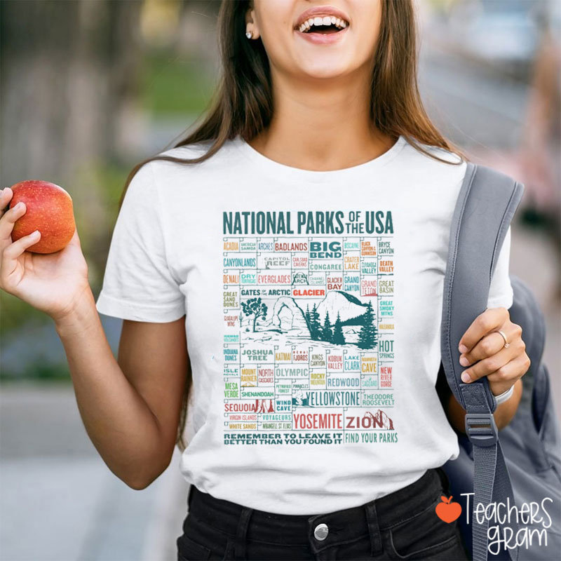 63 National Parks Of The USA Teacher T-Shirt