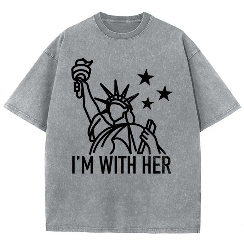 I'm With Her Teacher Washed T-Shirt