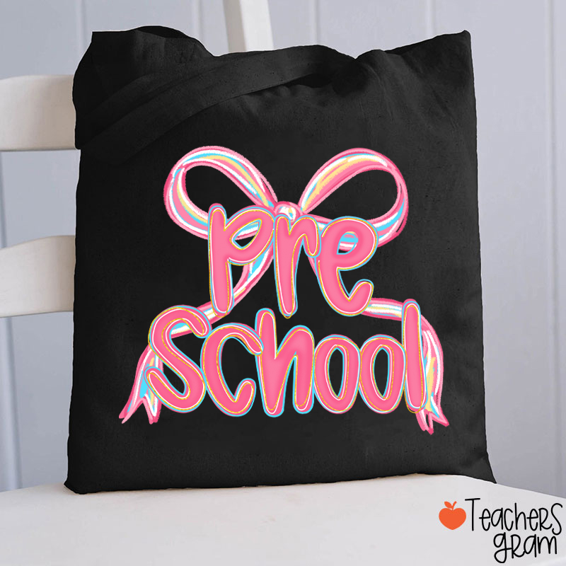 Personalized Grade Pink Bow Teacher Tote Bag