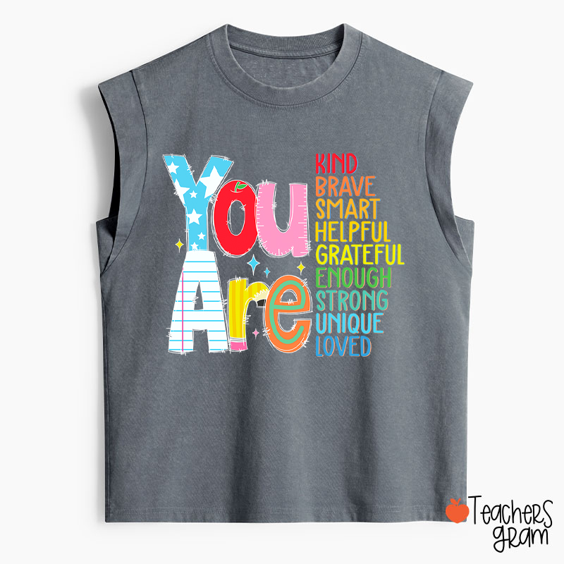 Be Who You Are You Are Enough Teacher Washed Tank Top