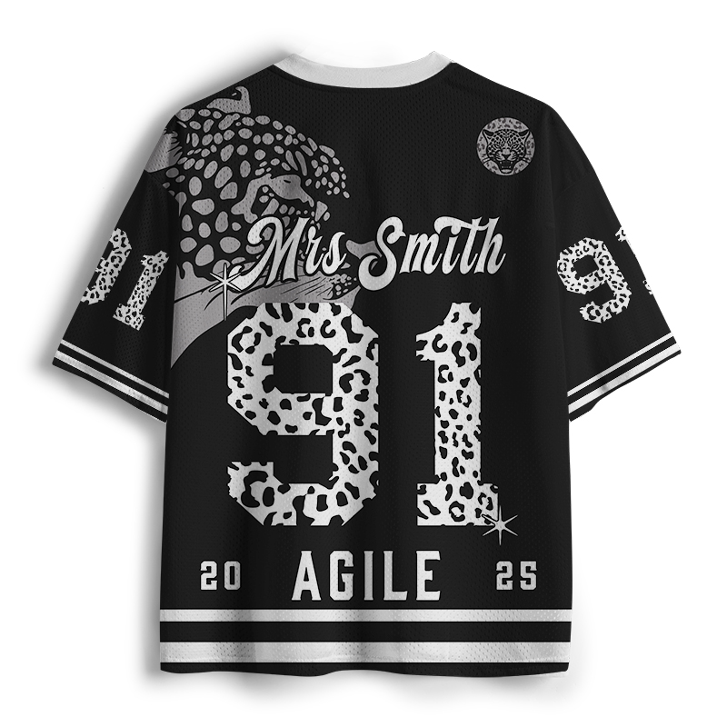 Personalized School Name Leopard Agile Teacher Mesh Jersey