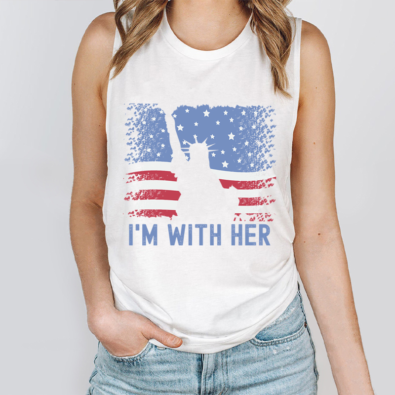 America Flag I'm With Her Teacher Tank Top