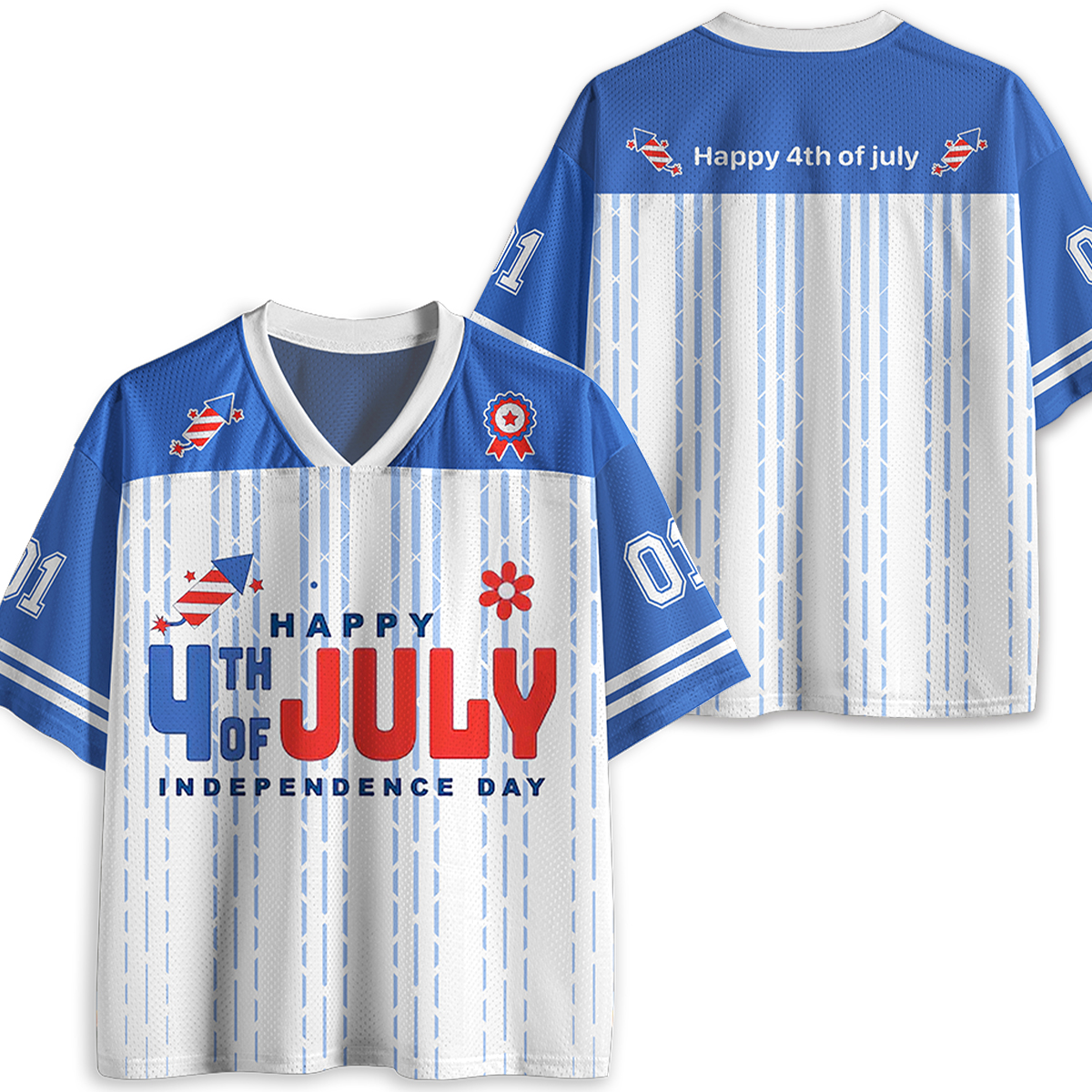 Happy The Fourth Of July Independence Day Teacher Mesh Jersey