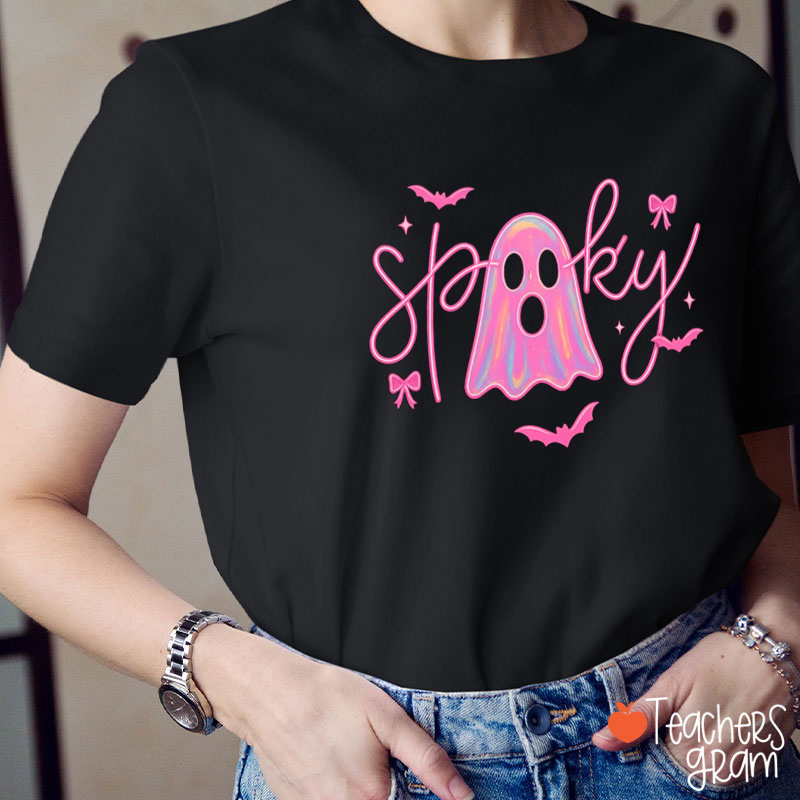 Neon Spooky Ghost Teacher T-Shirt