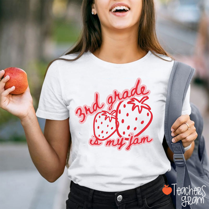 Personalized Strawberry Grade Is My Jam Teacher T-Shirt