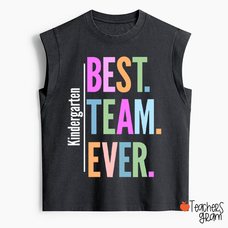 Personalized Neon Color Best Team Ever Teacher Washed Tank Top