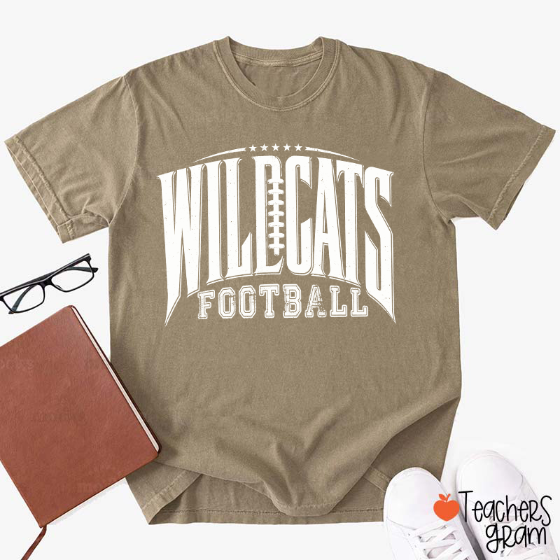 Personalized Mascot Vintage Distressed Football Star Graphic Teacher T‑Shirt