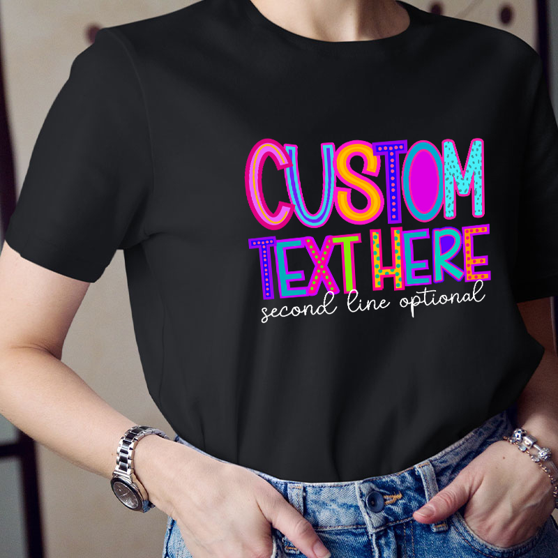 Personalized Name Neon Lights Teacher T-Shirt