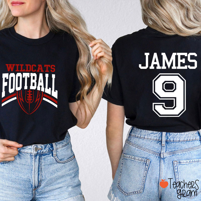 Personalized Mascot Football Game Day Teacher Two Sided T-Shirt