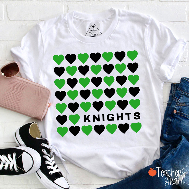 Personalized Mascot Team Color Heart Teacher T-Shirt