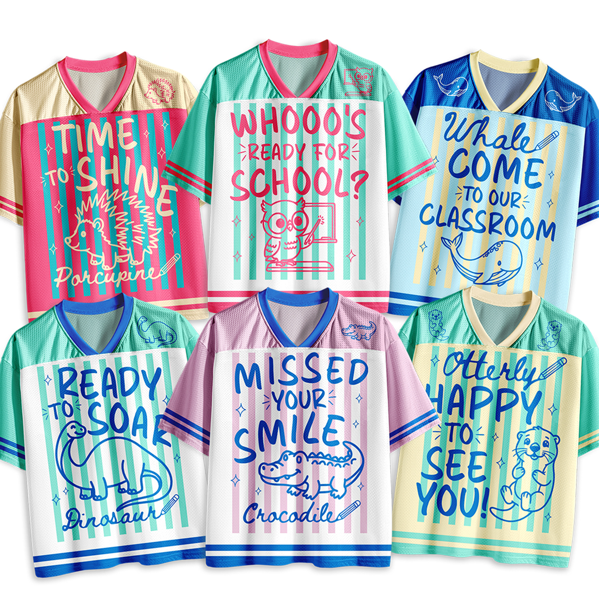 Personalized Animal Pun Striped Teacher Baseball Jersey