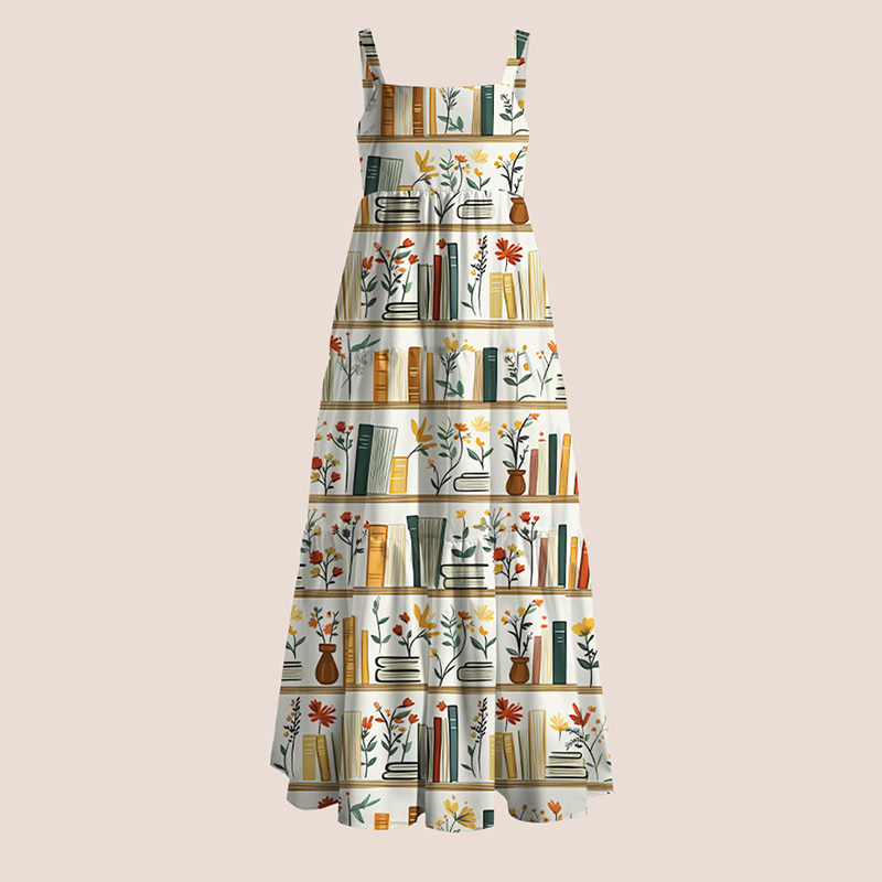 Retro Flowers Books Teacher Slip Dress