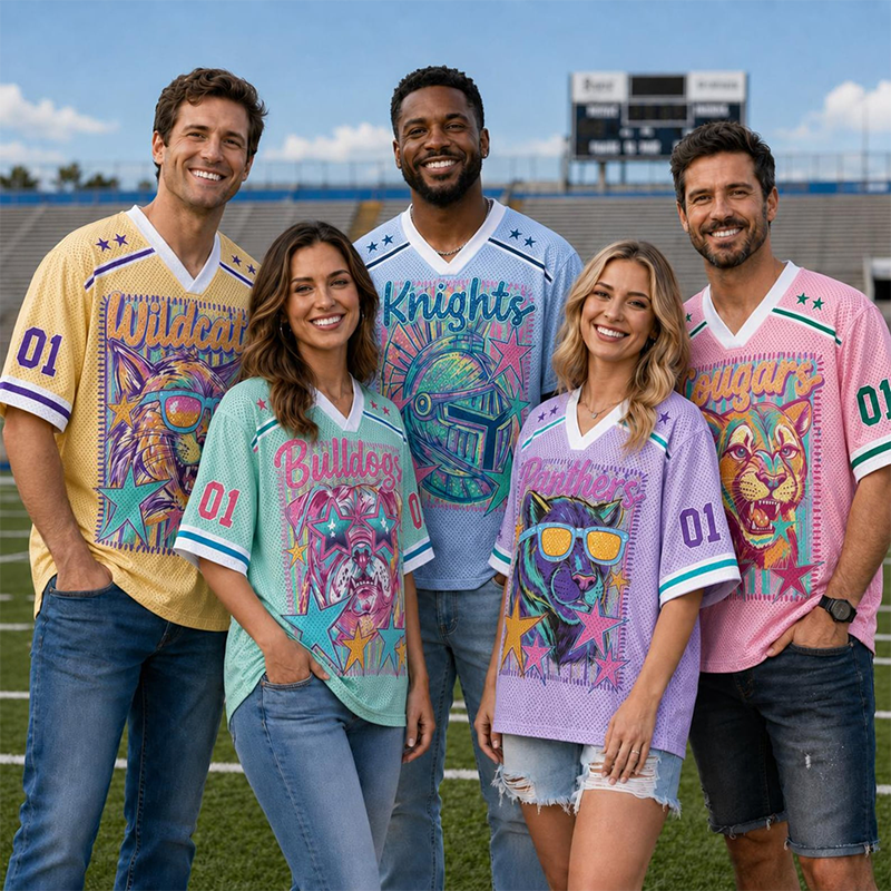 Personalized Mascot Retro Animal Star Print Teacher Mesh Jersey