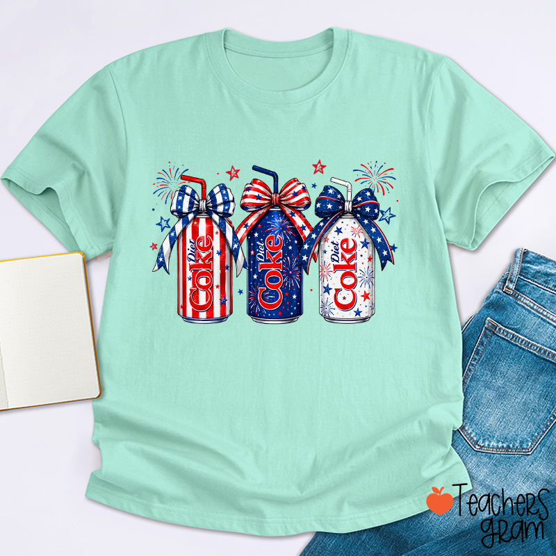 4th Of July Coquette Bow Coke Lover Teacher T-Shirt
