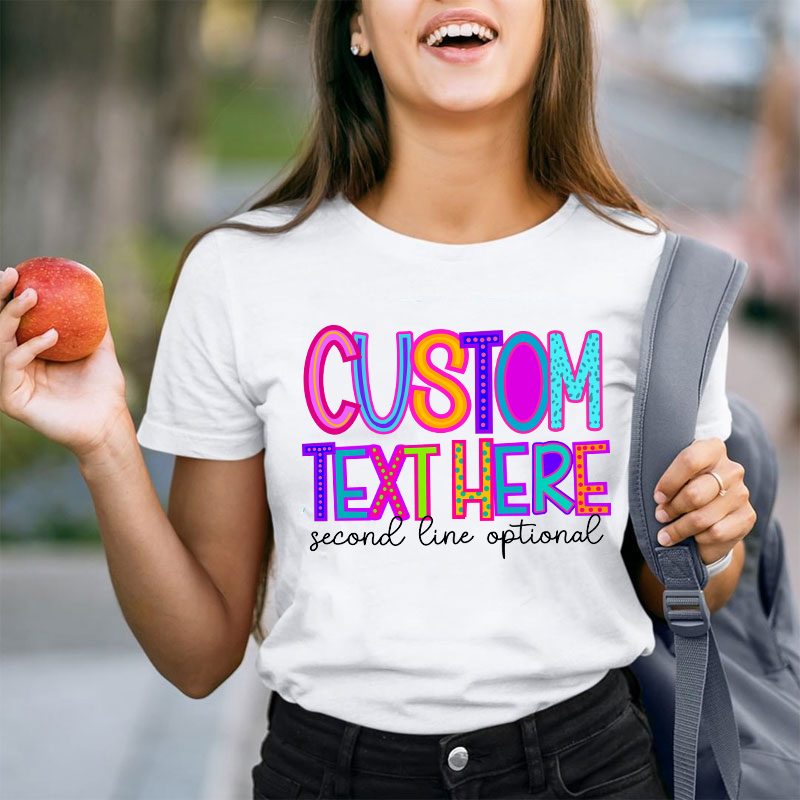 Personalized Name Neon Lights Teacher T-Shirt