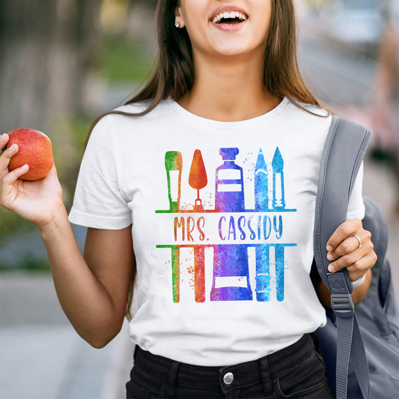Personalized Color Painting Tools Teacher T-Shirt