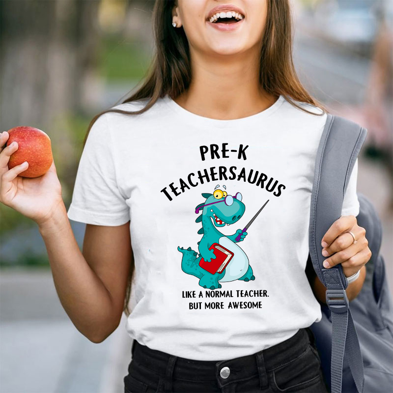 Personalized Grade Awesome Teachersaurus Teacher T-Shirt