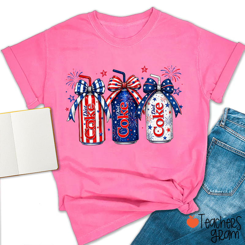4th Of July Coquette Bow Coke Lover Teacher T-Shirt