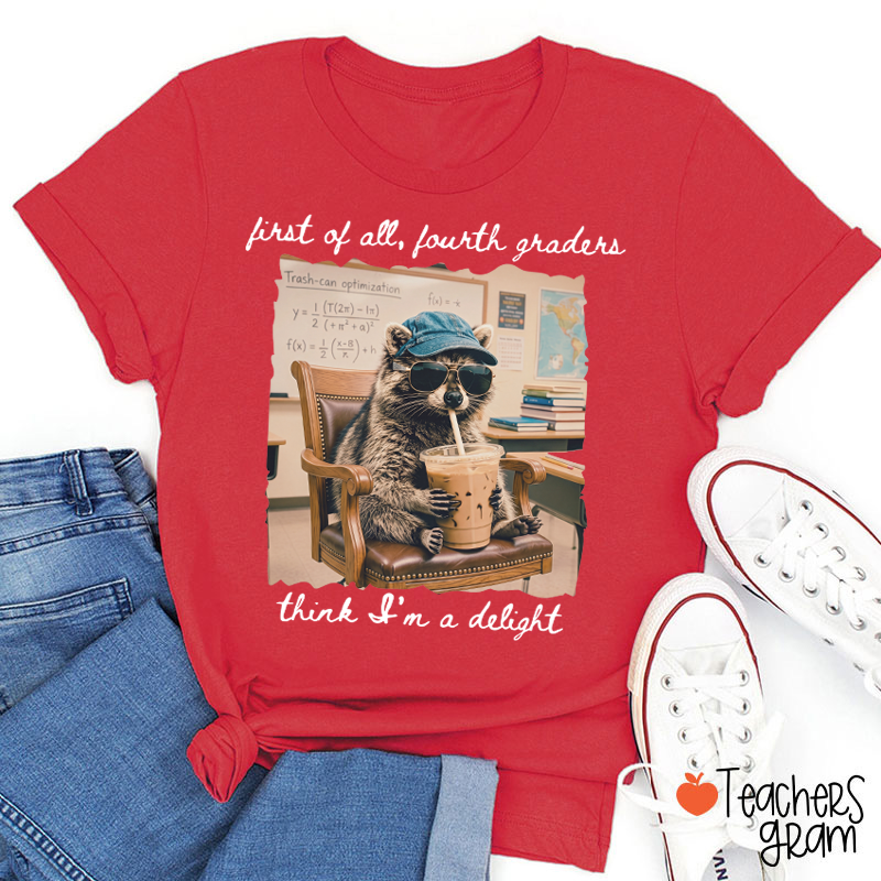 Personalized Grade Funny Coffee Raccoon Meme Teacher T-Shirt
