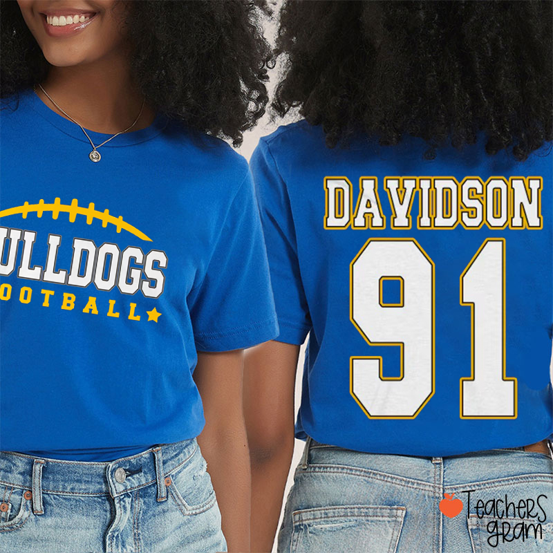 Personalized Name And Sport Number Teacher Two Sided T-Shirt