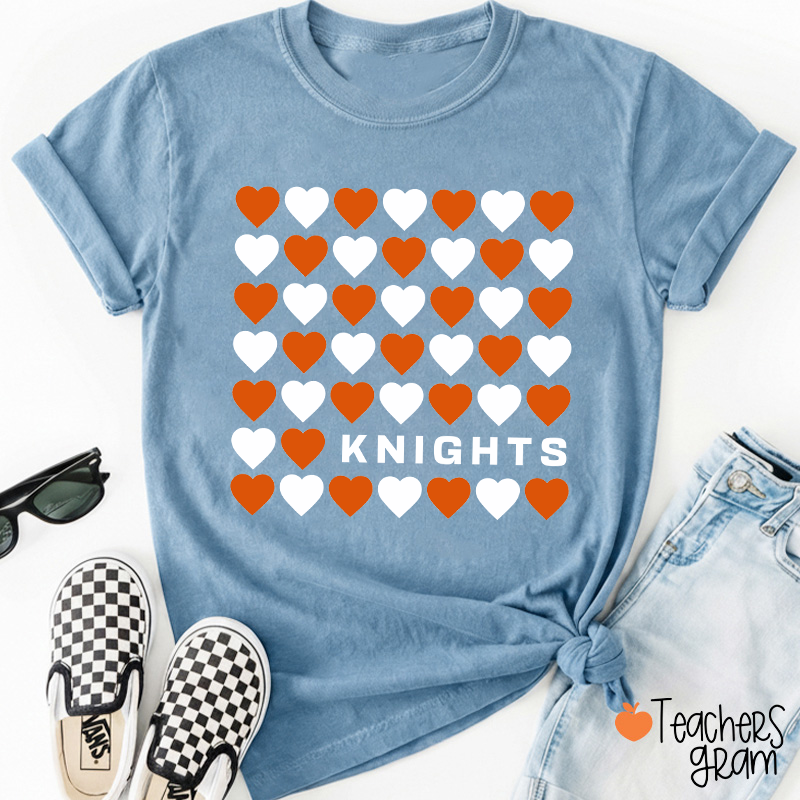 Personalized Mascot Team Color Heart Teacher T-Shirt