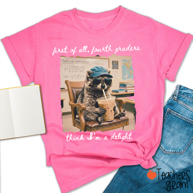 Personalized Grade Funny Coffee Raccoon Meme Teacher T-Shirt