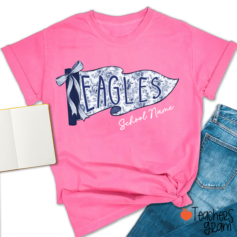 Personalized School Mascot Toile De Jouy Teacher T-Shirt