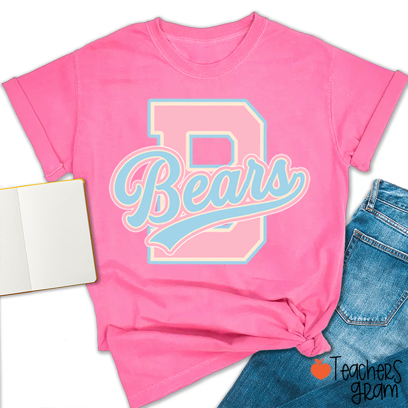 Personalized Mascot Varsity Letter Script Teacher T-Shirt