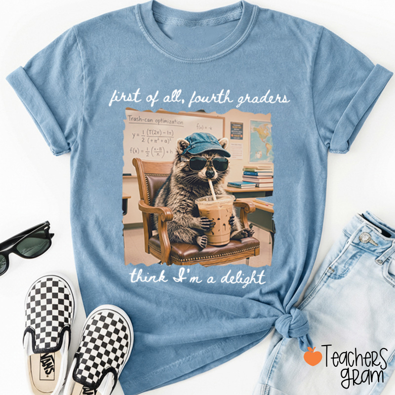 Personalized Grade Funny Coffee Raccoon Meme Teacher T-Shirt