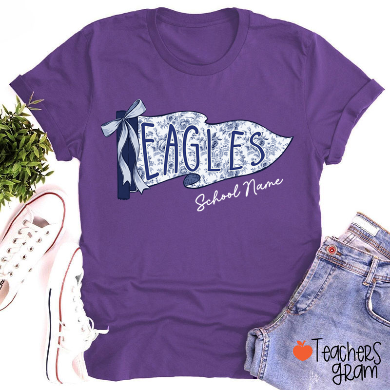 Personalized School Mascot Toile De Jouy Teacher T-Shirt