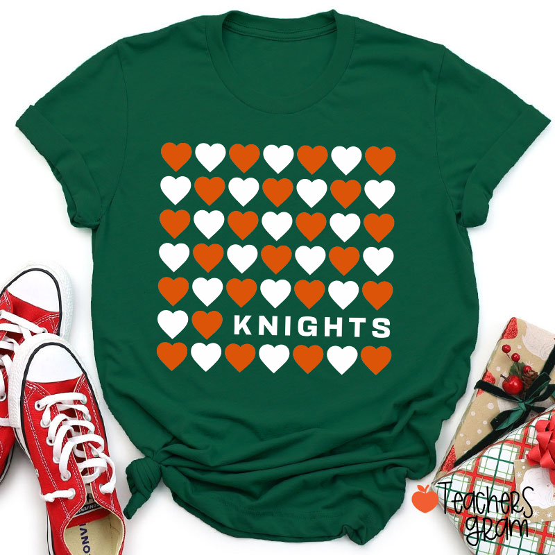 Personalized Mascot Team Color Heart Teacher T-Shirt