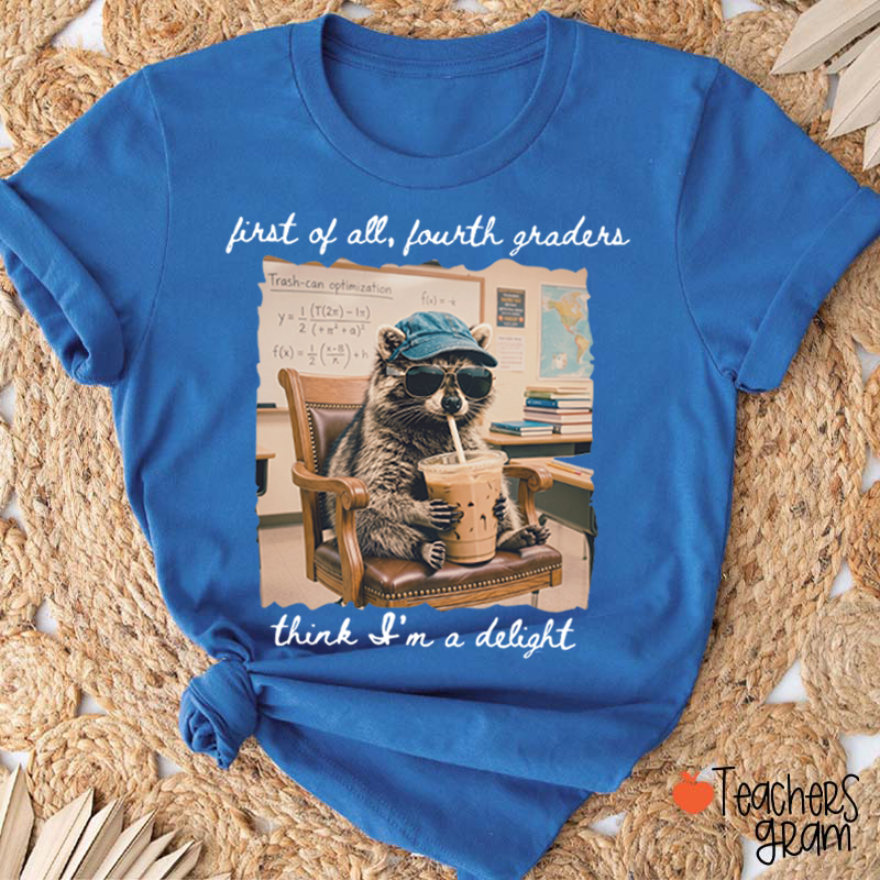 Personalized Grade Funny Coffee Raccoon Meme Teacher T-Shirt