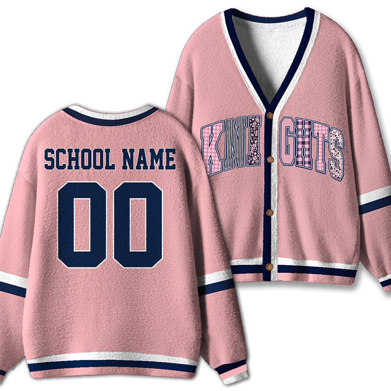 Personalized School Name Number Mascot Teacher Ugly Cardigan Sweater