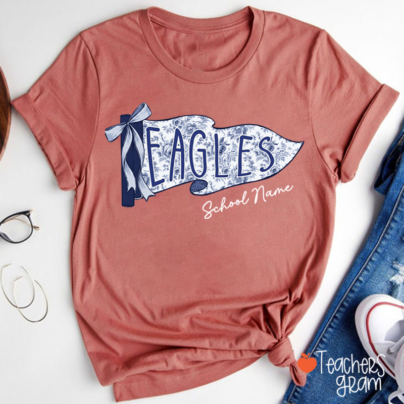 Personalized School Mascot Toile De Jouy Teacher T-Shirt