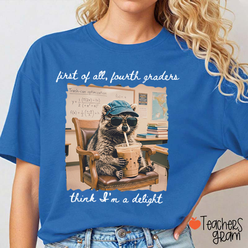 Personalized Grade Funny Coffee Raccoon Meme Teacher T-Shirt