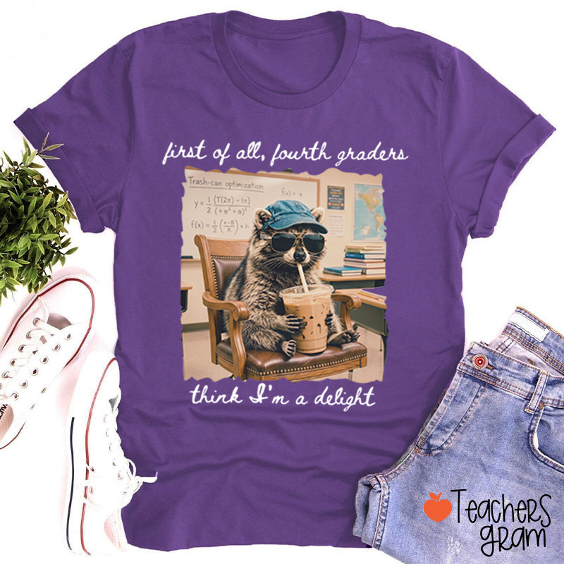 Personalized Grade Funny Coffee Raccoon Meme Teacher T-Shirt