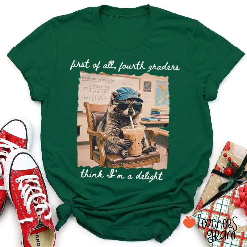 Personalized Grade Funny Coffee Raccoon Meme Teacher T-Shirt