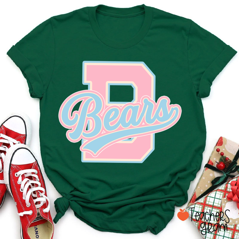 Personalized Mascot Varsity Letter Script Teacher T-Shirt