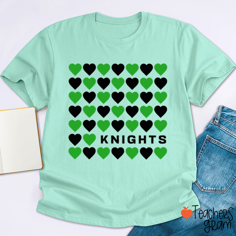 Personalized Mascot Team Color Heart Teacher T-Shirt