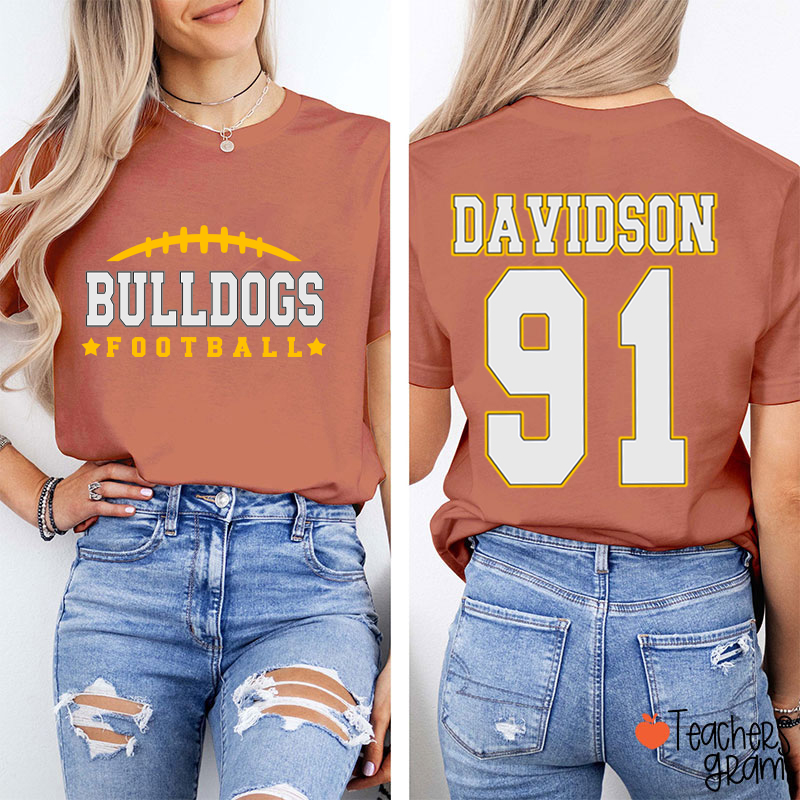 Personalized Name And Sport Number Teacher Two Sided T-Shirt