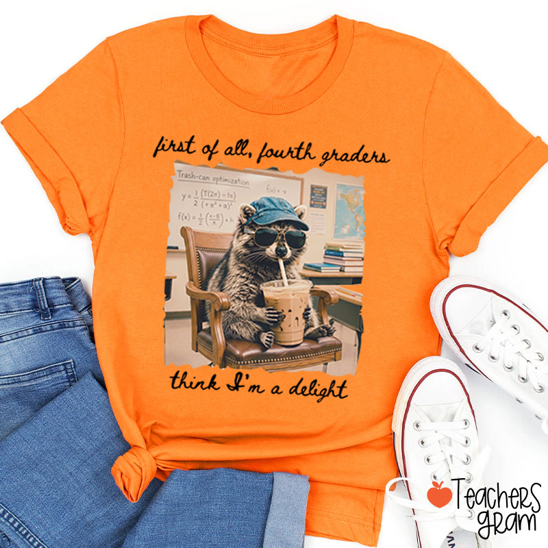 Personalized Grade Funny Coffee Raccoon Meme Teacher T-Shirt