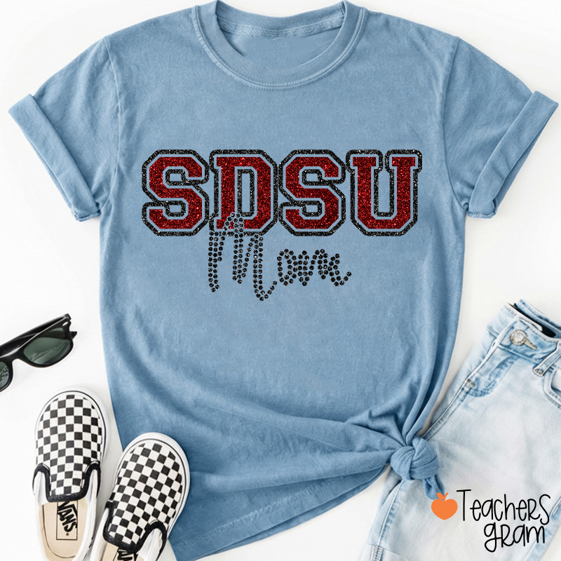 Personalized School Abbreviation And Name Faux Glitter Teacher T-Shirt
