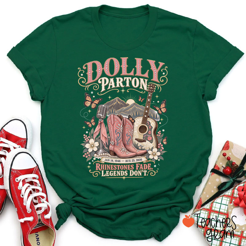 Dolly Parton Western Cowboy Boots Floral Teacher T‑Shirt