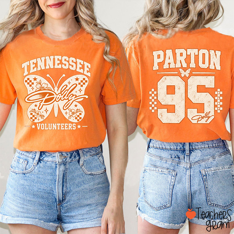 Volunteer Butterfly Glow Teacher Two Sided T-Shirt