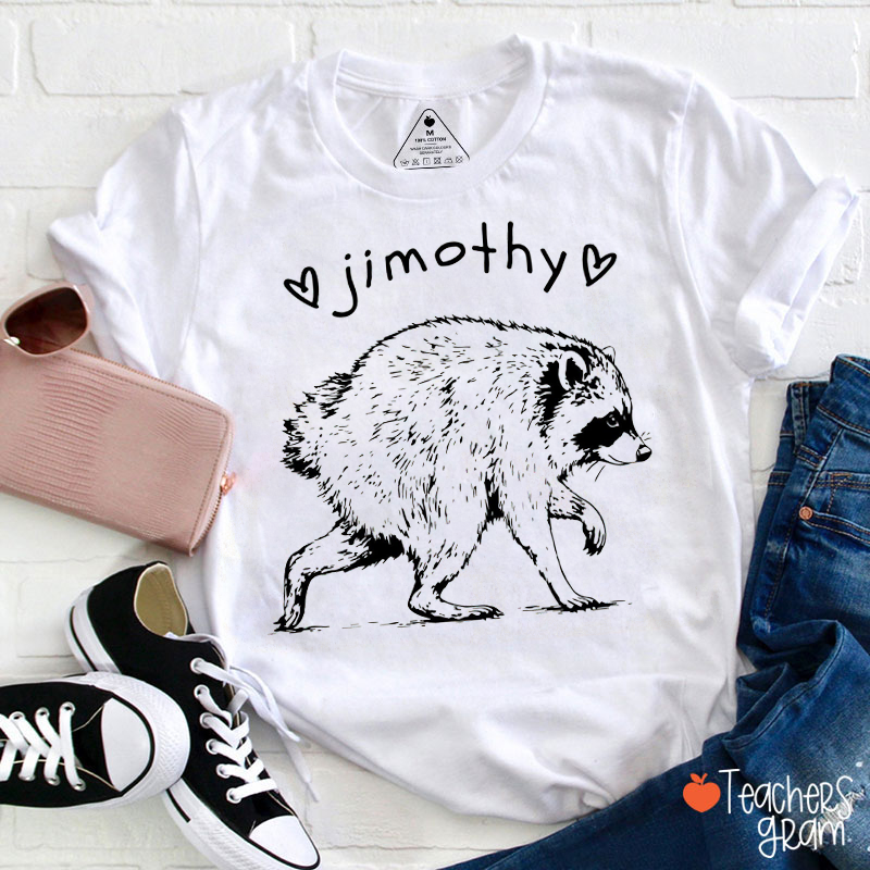 Heart Sketch Raccoon Teacher T-Shirt