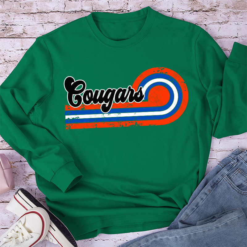 Personalized Retro Mascot School Spirit Teacher Long Sleeve T-Shirt