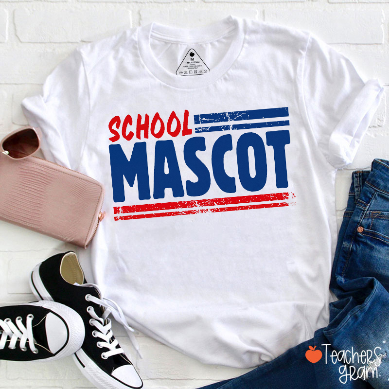 Personalized Mascot Sport Distressed Stripe Teacher T‑Shirt