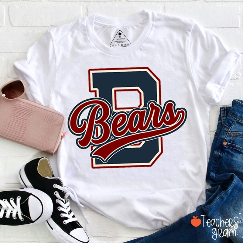 Personalized Mascot Varsity Letter Script Teacher T-Shirt