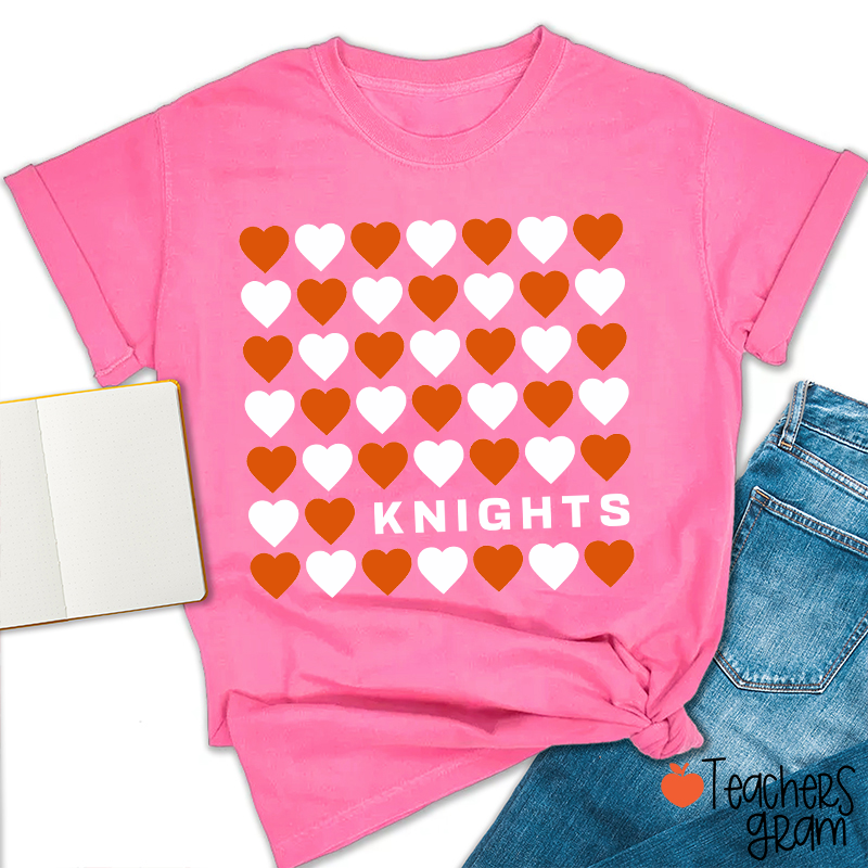 Personalized Mascot Team Color Heart Teacher T-Shirt